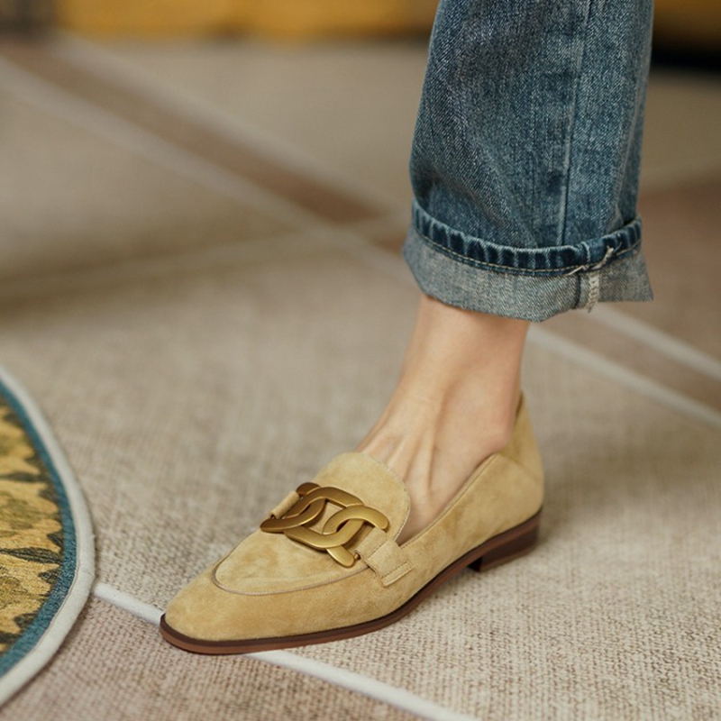 Womens Heels - Mocassins en cuir suédé pour femmes,