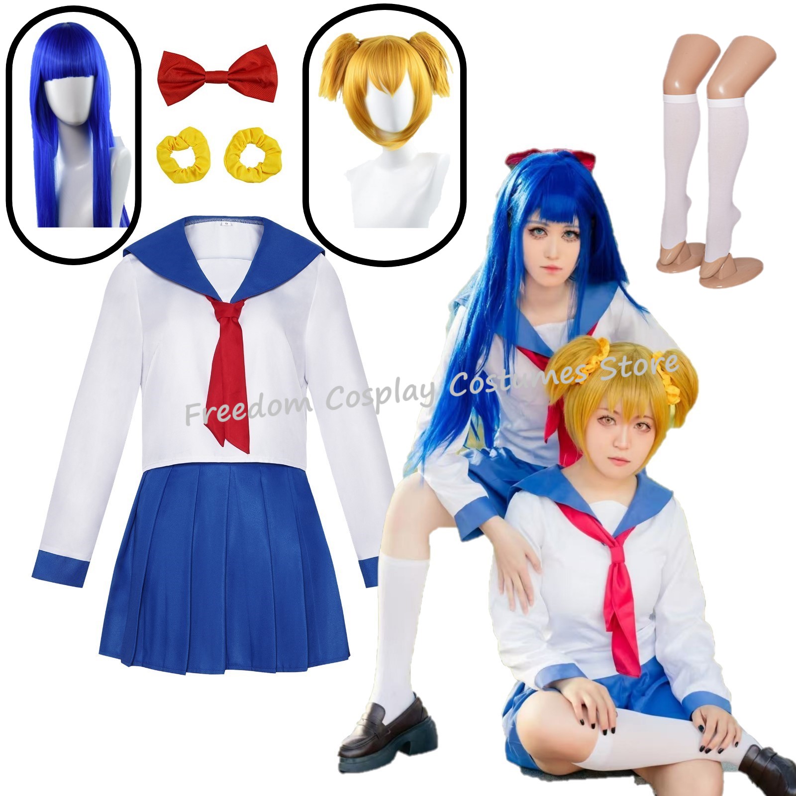 Formal Skirt - Costume de Cosplay Popuko Pipimi, perruque,