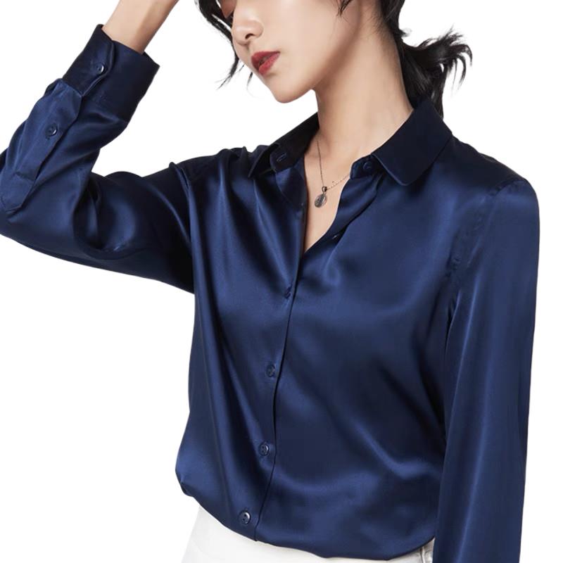 Silk Blouse - Élégant Satin à manches longues Blouses