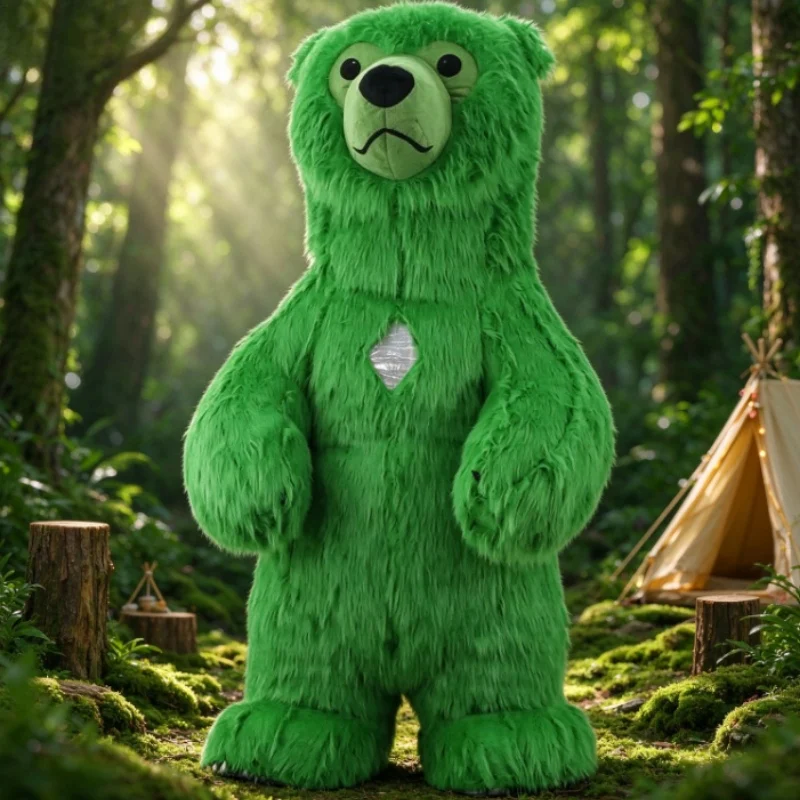 Wedding Dress - Costume de mascotte gonflable ours vert