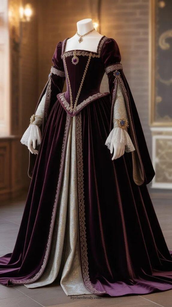 Evening Gown - Vintage duchesse violet robe de bal