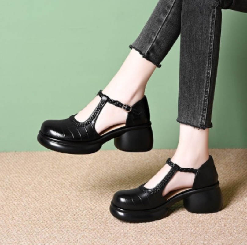 Womens Heels - Sandales Mary Jane noires pour femmes,