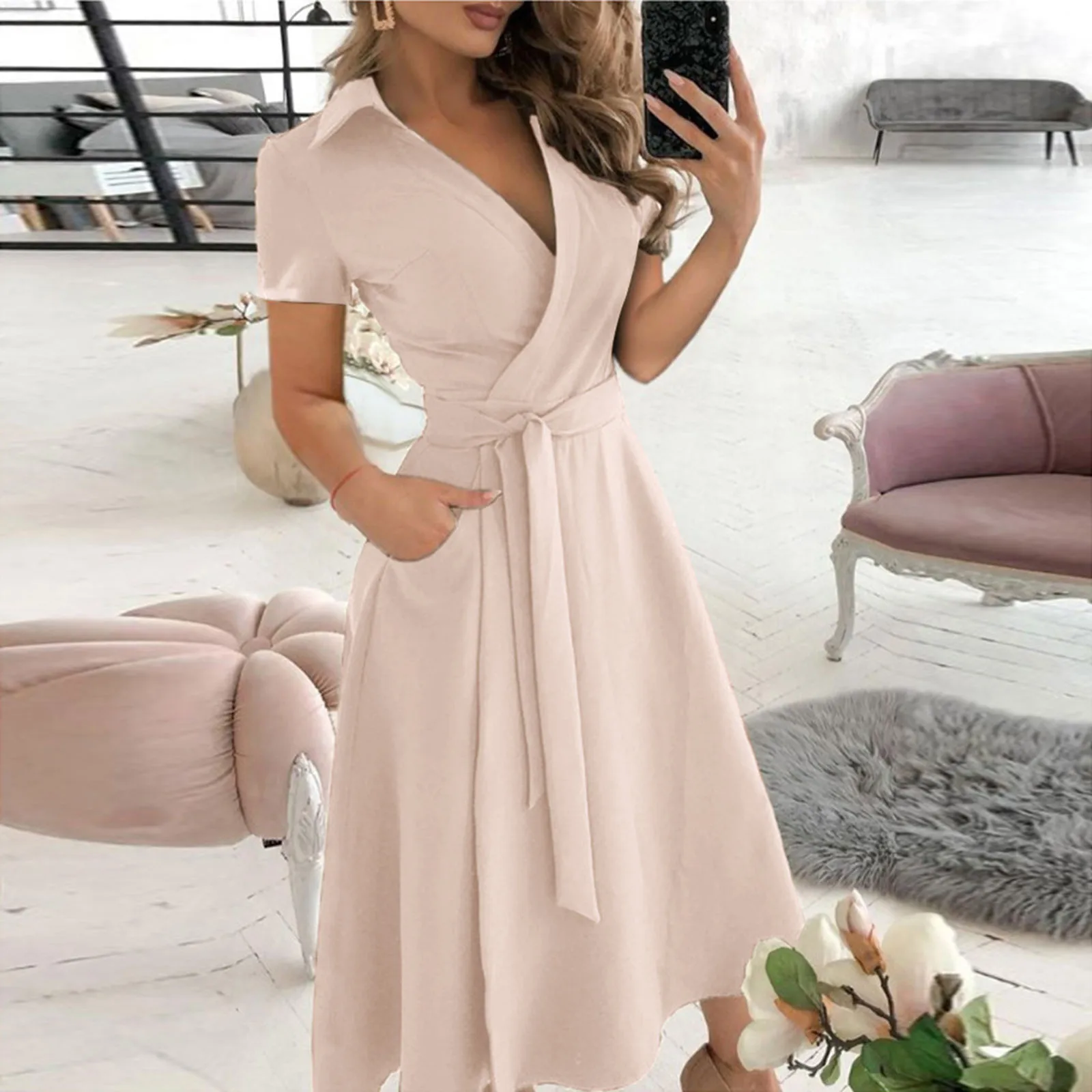 Printemps été mode bureau robe - Women'S Red Formal Wear avis et prix