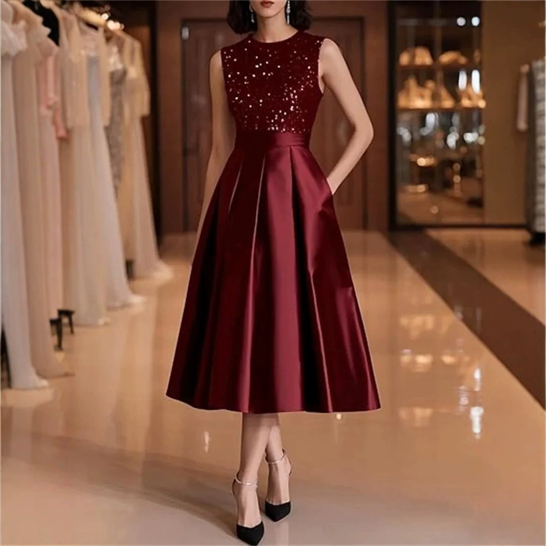 Robe Midi en Satin à Paillette - Midi Dress avis et prix