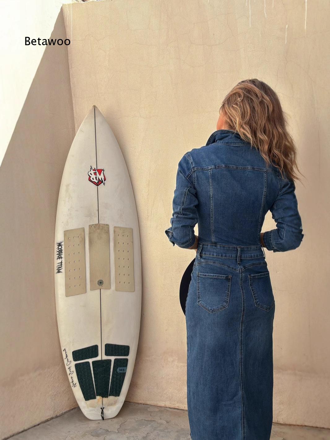 Robe midi en jean noir pour fe - Midi Dress avis et prix